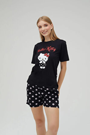 Lisanslı Baskılı Kısa Kollu Şortlu Pijama Takımı
