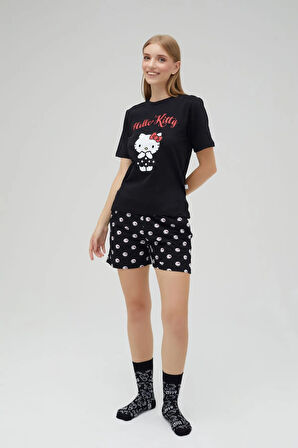 Lisanslı Baskılı Kısa Kollu Şortlu Pijama Takımı