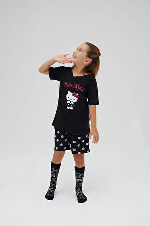 Kız Çocuk Kollu Şortlu Pamuklu Pijama Takımı