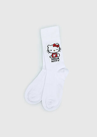 Beyaz  Hello Kitty Beyaz Soket Çorap 27-30