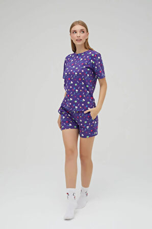 Lisanslı Kısa Kollu Şortlu Pamuklu Pijama Takımı