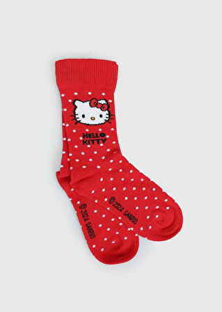 Kırmızı  Hello Kitty Kırmızı Soket Çorap 27-30