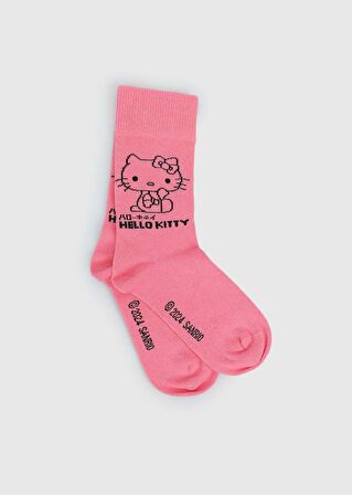 Pembe  Hello Kitty Pembe Soket Çorap 27-30