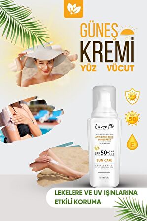 Laventin 50+ Faktör Leke Karşıtı Tüm Cilt Tipleri İçin Renksiz Yüz Güneş Koruyucu Krem 125 ml