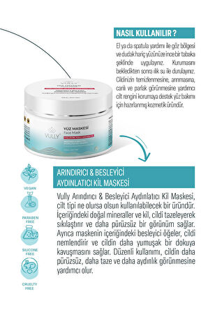 Arındırıcı Besleyici Aydınlatıcı Yüz için Kil Maskesi 150 Ml (HYALURONIC ACID - AVACADO OIL)