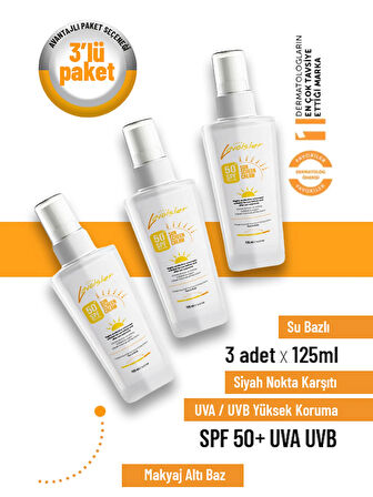 50 Spf Yüksek Korumalı Yüz Ve Vücut Güneş Kremi 125ml X 3'lü Set Avantaj Paket