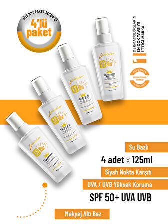 50 Spf Yüksek Korumalı Yüz Ve Vücut Güneş Kremi 125ml X 4'lü Set Aile Boy