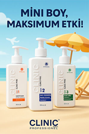 3'lü Seyahat Seti – Şampuan, Saç Maskesi Ve Duş Jeli | Keratin & Aloe Vera Destekli Bakım 3x125 ml