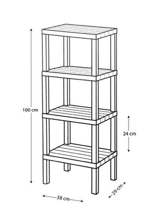 4 Floor Shelf 4 Katlı Düzenleyici Raf Ünitesi, Kitaplık, Banyo, Mutfak Rafı. Ayakkabılık, Organizer