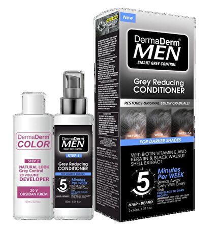 Dermaderm Men Saç Siyahlaştırıcı Beyaz Kapatıcı Saç Kremi + 20 Vol Oksidan Krem 