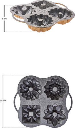 Karaca Cake Pro 4'lü Gold Döküm Kek Kalıbı Altın
