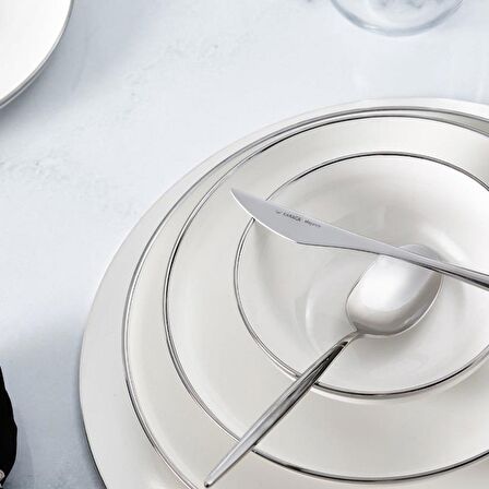 Karaca Yemek Takımı 24 Parça 6 Kişilik Streamline Eclipse Platin