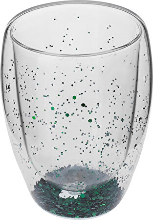 Karaca Pia Çift Cidarlı Green Glitter Su Bardağı 350 Ml