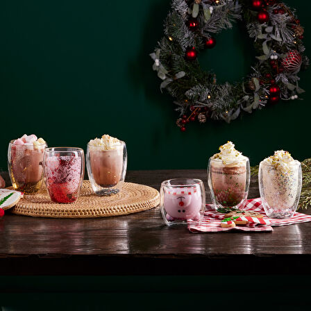 Karaca Pia Çift Cidarlı Green Glitter Su Bardağı 350 Ml