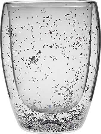 Karaca Pia Çift Cidarlı Silver Glitter Su Bardağı 350 Ml