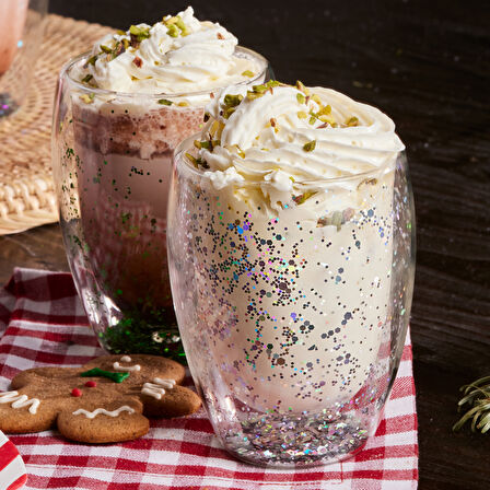 Karaca Pia Çift Cidarlı Silver Glitter Su Bardağı 350 Ml