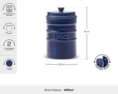 Karaca Andy Lacivert Vakumlu Kapaklı Baharatlık 400 ml