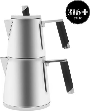 Karaca Powersteel 316 Çelik Indüksiyon Tabanlı Blend Large Çaydanlık Takımı