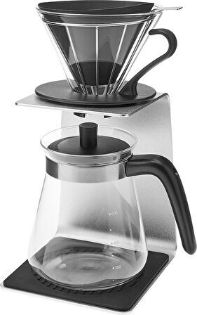 Karaca Brewy Coffe Standlı Çift Cidarlı Borosilikat Cam Dripper/Kahve Demleme Seti 600 Ml