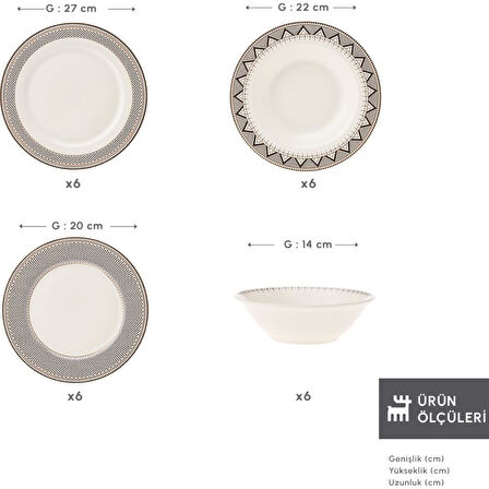 Karaca Globe 24 Parça 6 Kişilik Yemek Takımı