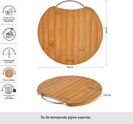 Karaca Owen Round Large Bambu Kesme Tahtası 28 Cm