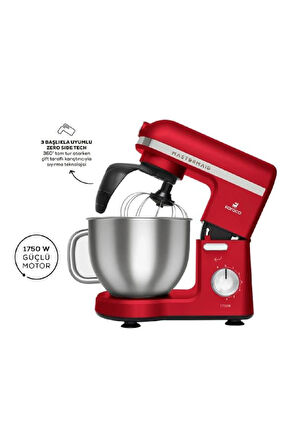 Karaca Mastermaid Chef Pro Çift Kollu 1750 W 5 lt Kırmızı Stand Mikser Teşhir