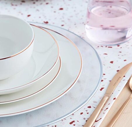 Karaca Yemek Takımı 24 Parça 6 Kişilik Leon Rose Gold