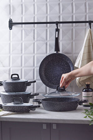 Karaca Bio Granit Blue Stone 9 Parça Tencere Seti