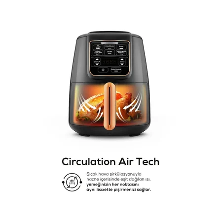 Karaca Air Pro Cook XL 2 in 1 Konuşan Airfryer Black Copper 4L