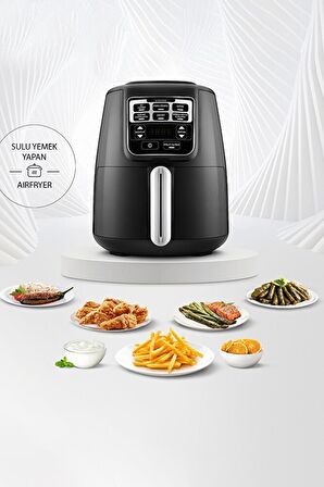 Karaca Air Pro Cook Xl 2 in 1 4 lt Yağsız Airfryer Siyah-Krom