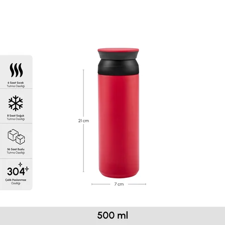 Karaca Rainbow Çelik Sızdırmaz Termos Kırmızı 500 ml