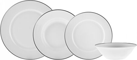 Karaca Elegance Bone Rebeca 24 Parça 6 Kişilik Yemek Takımı Platin