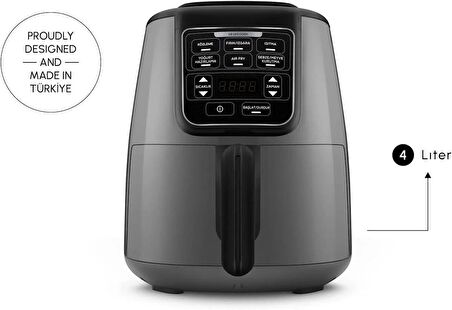 (OUTLET) Karaca Air Pro Cook Köz XL Airfryer 4 lt Yağsız Space Gray Black Fritöz