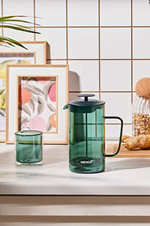 Valentina Borosilikat Cam French Press Green 1000 ml