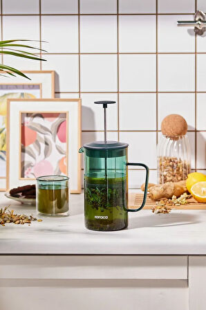 Valentina Borosilikat Cam French Press Green 1000 ml