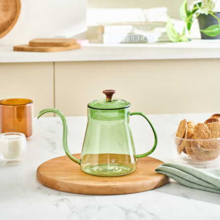 Karaca Martina Borosilikat Cam Coffe Kettle/Kahve Potu Green 600 ml