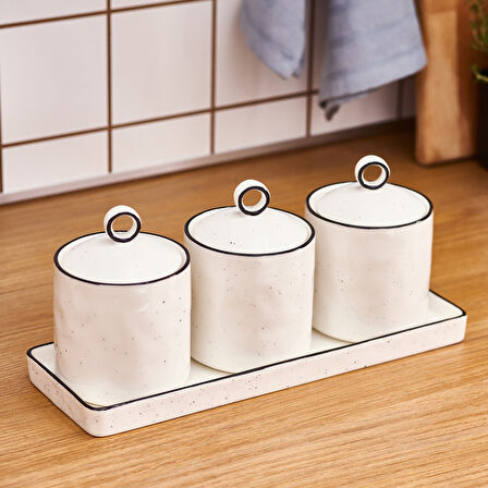 Karaca Lina Line 3'lü Standlı Vakumlu Kapaklı Baharat Takımı 400 Ml