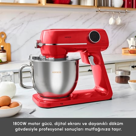 Karaca Multichef Artisan Digital Ekran 7 L Döküm Stand Mikser Kırmızı Hamur Yoğurma Makinası