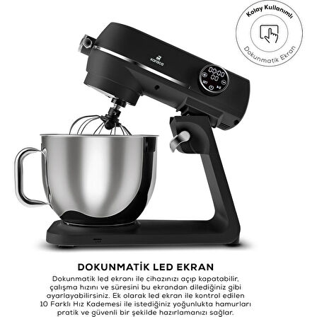 Karaca Multichef Artisan 7 lt 1800 W Siyah Döküm Stand Mikser