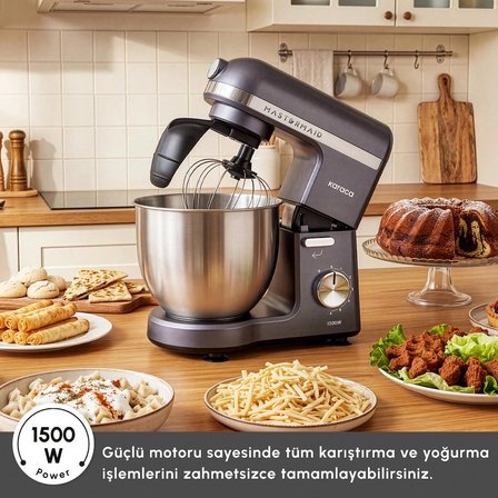 Karaca Mastermaid Chef Pro Çift Kollu Hamur Yoğurma Makinesi Space Gray 1500 W 5L