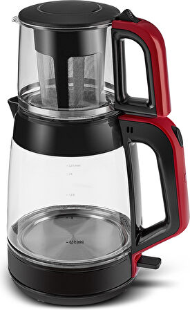 Karaca Glass Tea Xl 2 In 1 Cam Su Isıtıcı & Çay Makinesi Kırmızı
