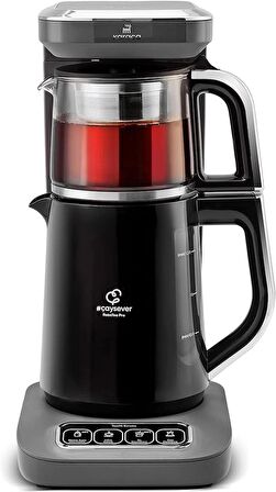 (OUTLET) Karaca Çaysever Robotea Pro 4in1 2500 W Space Gray Konuşan Cam Demlikli Çay Makinesi