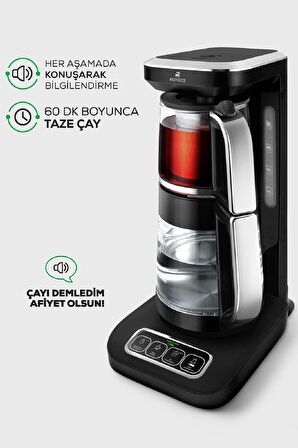 Çaysever Robotea Pro 4 in 1 Konuşan Otomatik Cam Çay ve Filtre Kahve Demleme Makinesi