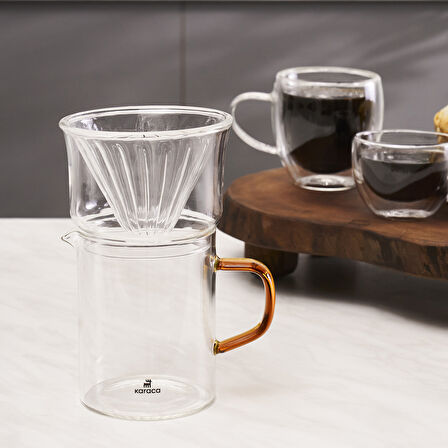 Karaca Draco Borosilikat Cam Dripper Kahve/Filtre Kahve Demleme Ekipmanı 450 Ml Orange