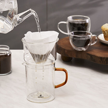 Karaca Draco Borosilikat Cam Dripper Kahve/Filtre Kahve Demleme Ekipmanı 450 Ml Orange