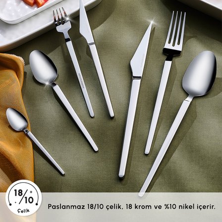 Karaca Elegance Glacial Platin 12 Kişilik 84 Parça Çatal Kaşık Bıçak Takımı