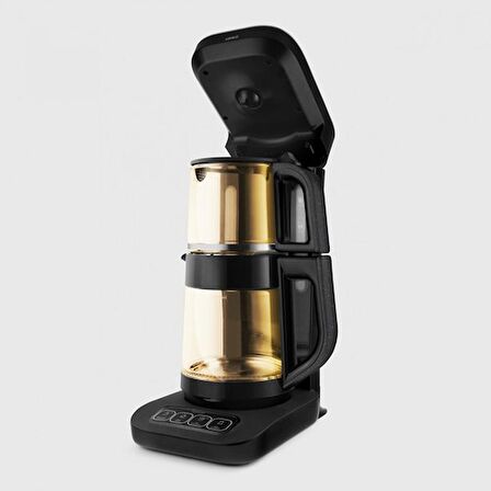 Karaca Çaysever Robotea Pro 4 In 1 Konuşan Otomatik Renkli Camlı Çay Makinesi Su Isıtıcı ve Filtre Kahve Demleme Makinesi 2500W Agate