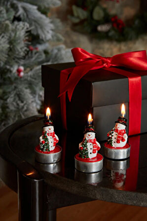 Karaca Home New Year Yılbaşı Snowman 3'lü Tealight Mum