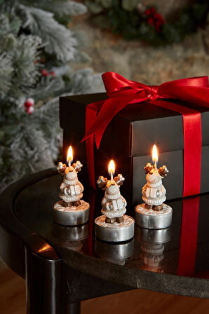 Karaca Home New Year Yılbaşı Reindeer 3'lü Tealight Mum 14x9,3x6 cm