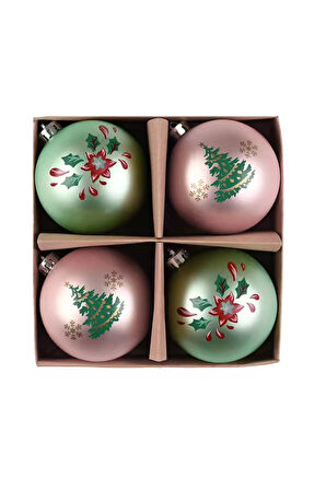 Karaca Home New Year Yılbaşı Pretty Ağaç Süsü Seti 4 Parça 8 cm